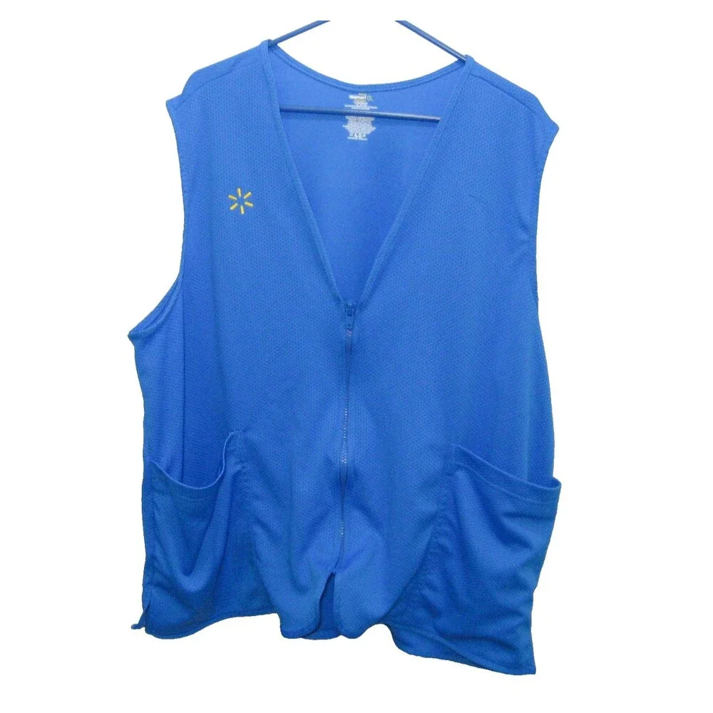 Walmart Employee Vest Womens Size 2XL Blue Sleeveless Work Store Uniform Top